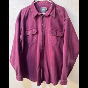 Vintage 1990’s Y2K Moleskin Burgundy 3XL Heavy Button Up Down Work Shirt
